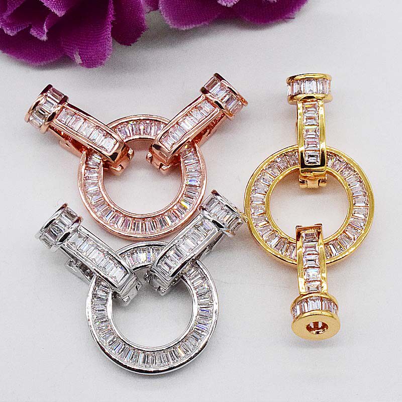 925 silver buckle diy pearl accessories micro-inlaid rhinestone buckle high-grade bracelet necklace buckle T square bracelet buckle