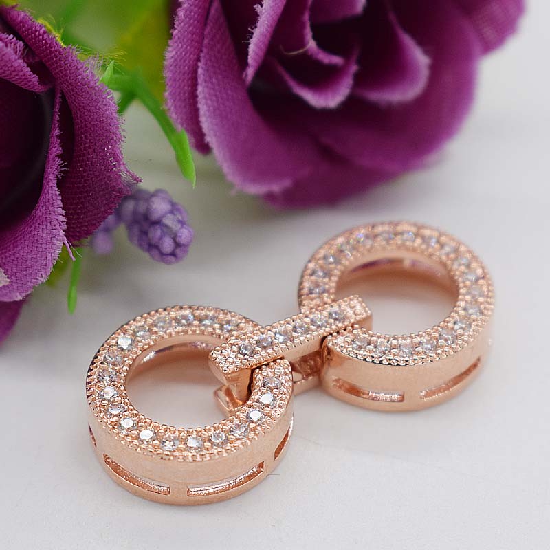 Vòng tay ngọc trai mạ vàng và đính kim cương bằng bạc 925 sterling bạc Ba hàng khóa đơn và hai hàng - Vòng đeo tay Clasp vòng đá