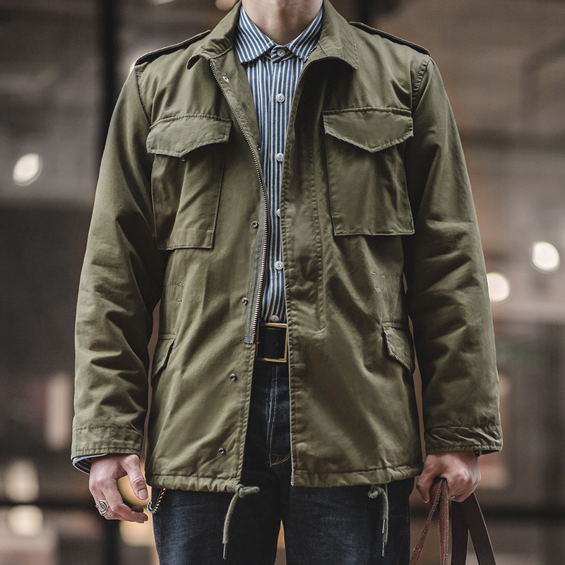 Qingtian Workwear American Retro World War Ii M65 Field Jacket Autumn and Winter Mid-Length Jacket Men's Amekaji Coat