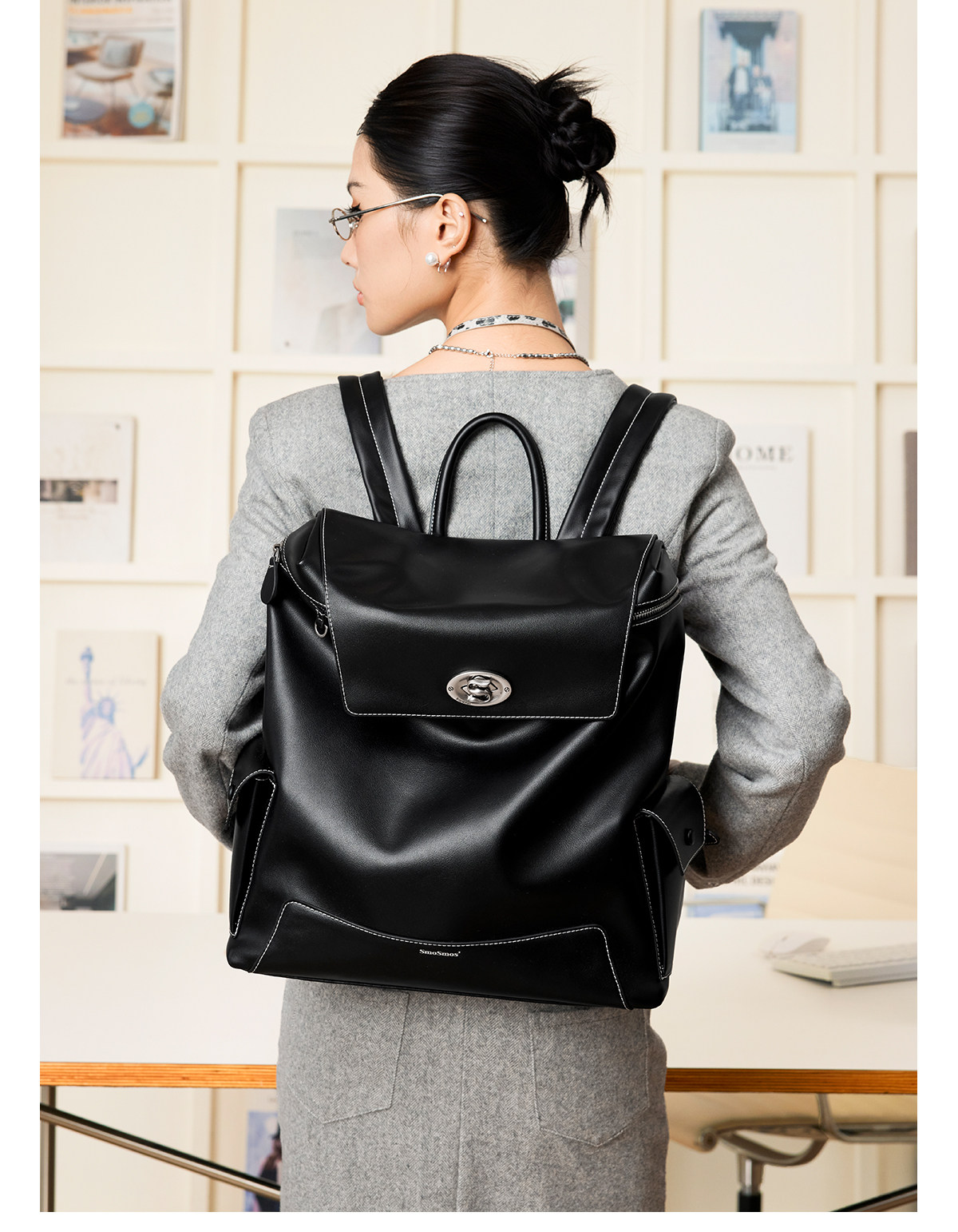 SmoSmos Flap-Top Backpack Fits 16-Inch Laptop