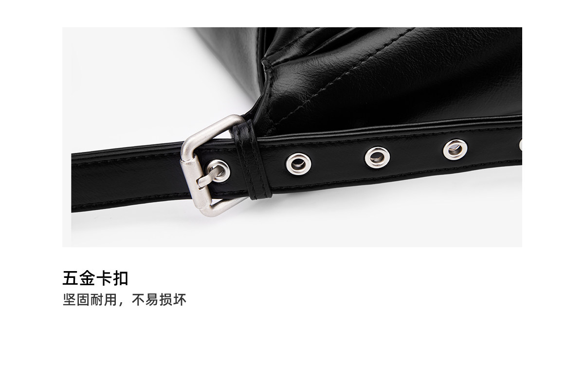 SmoSmos Black Split Leather Flap-Top Underarm Bag