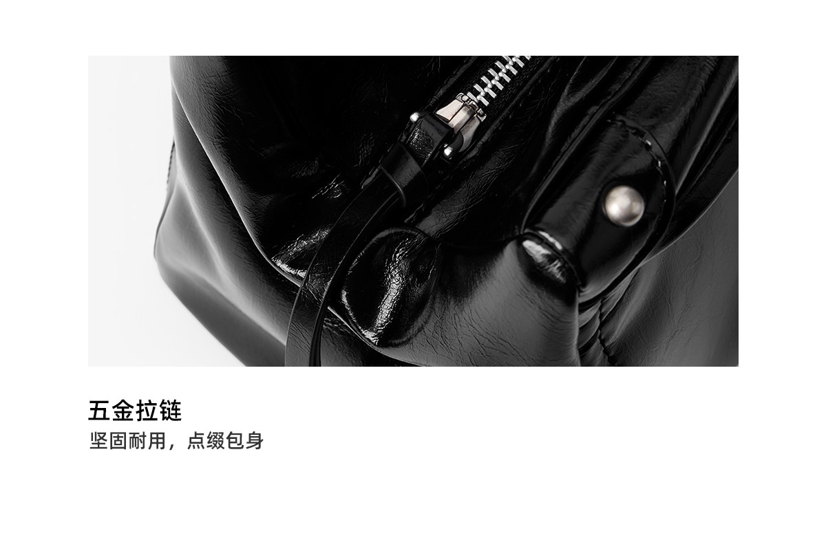 SmoSmos Solid Black Faux Leather Zip-Top Shoulder Bag
