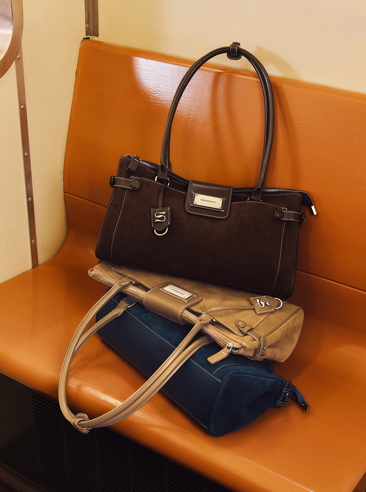 SmoSmos Suede Underarm Baguette Bag