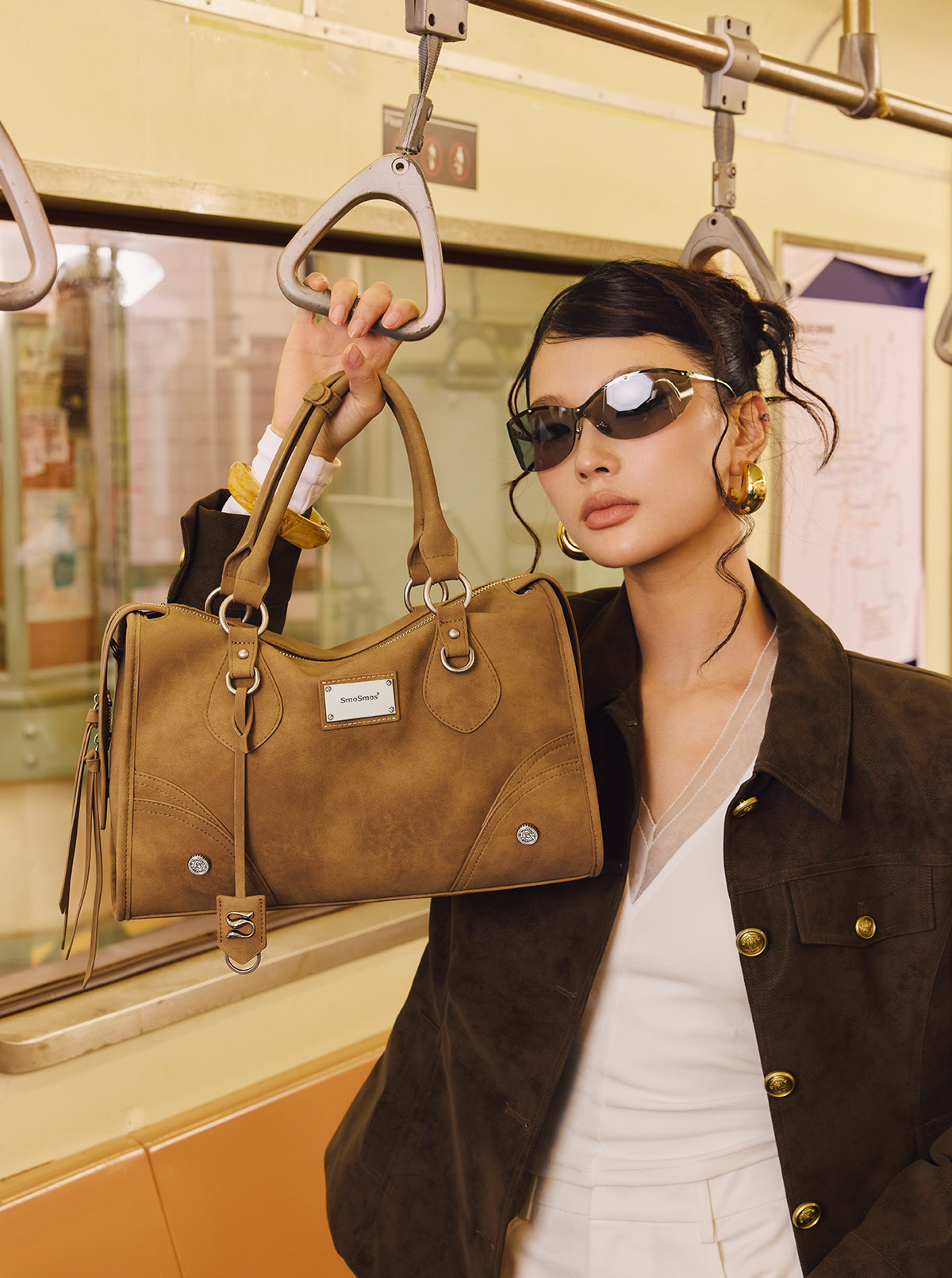 SmoSmos Faux Leather Zip-Top Crossbody Bag