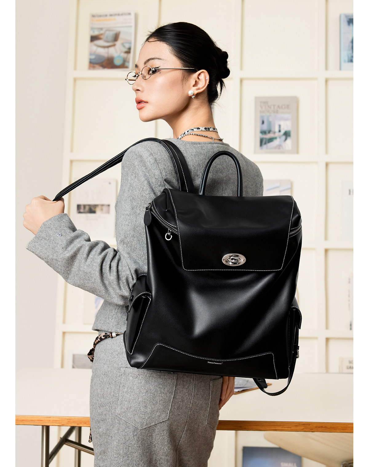 SmoSmos Flap-Top Backpack Fits 16-Inch Laptop