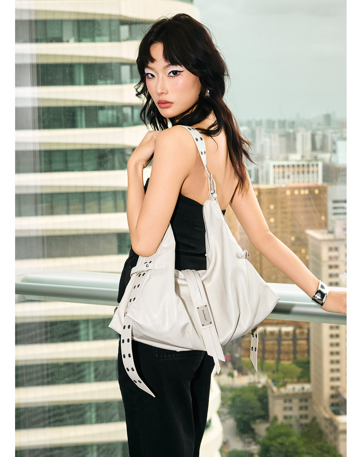 SmoSmos Faux Leather Zip-Top Shoulder Bag