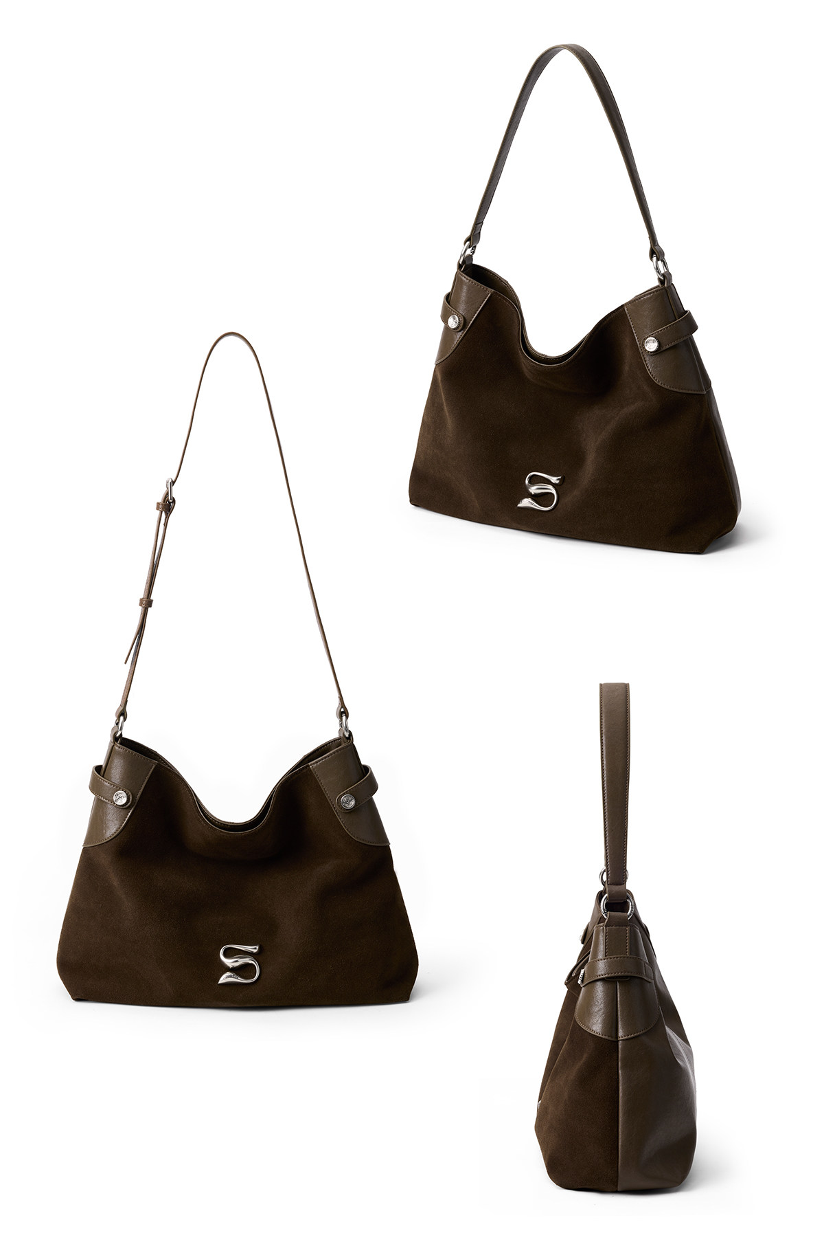 SmoSmos Mocha Suede Hobo Shoulder Bag
