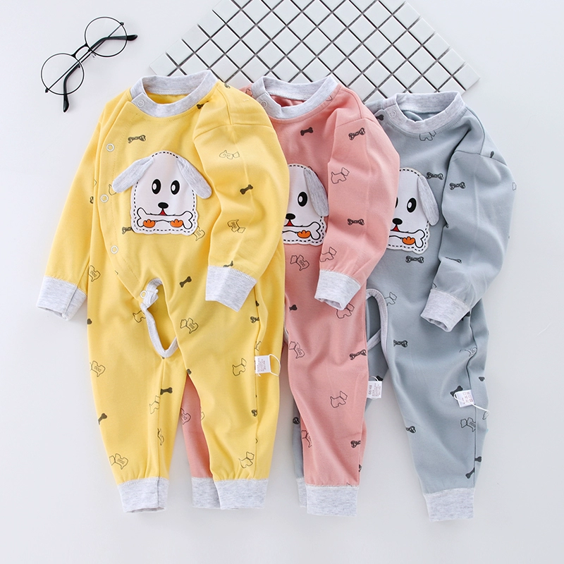 Trẻ em mùa xuân và mùa thu trẻ sơ sinh dài tay cotton tinh khiết mặc quần áo mỏng mở tệp quần áo trẻ em mùa hè pijama romper - Áo liền quần