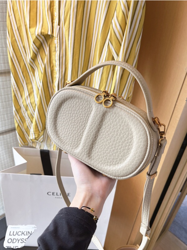 Light Luxury and High-End Pebbled Box Bag for Women Mk2025 Spring New Niche Genuine Leather Shoulder Crossbody Handbag