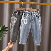 Childrens clothing 2021 childrens spring and autumn clothes jeans baby casual long pants can be opened children loose pants tide 3 years 5
