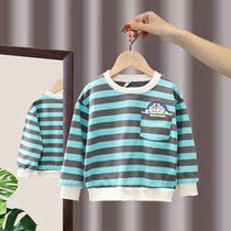 Childrens autumn clothing striped sweatshirt 2022 new boy casual outwear for undershirt foreign air baby cartoon blouses