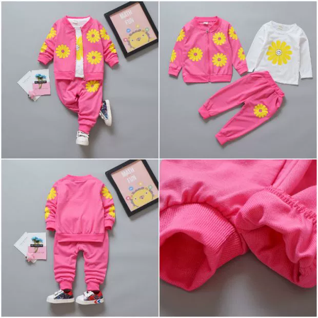 Quần áo bé gái 2018 bộ mới cho bé 3 tuổi 4 quần áo cotton bé gái xuân hè thể thao hai mảnh Hàn Quốc shop quan ao baby