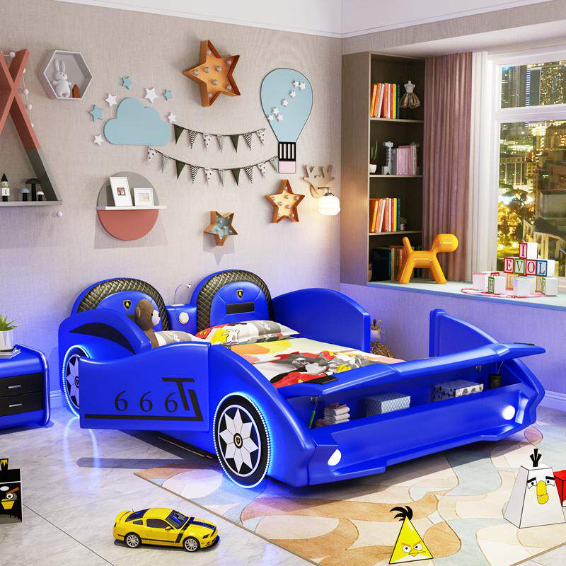 Children's bed Boys with guardrail single bed Little girls bedroom creative cartoon car bed 1 2 meters furniture