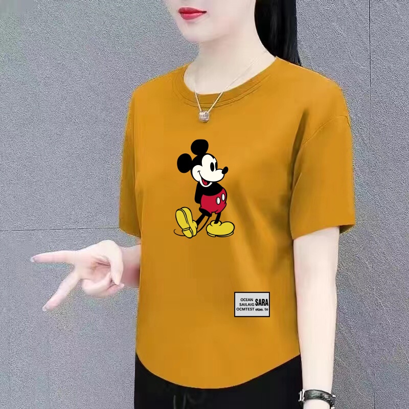Clearance Sale: Export Surplus Short-Sleeve T-Shirts for Middle-Aged Women, Loose Fit, Round Neck, Plus Size Base Shirts