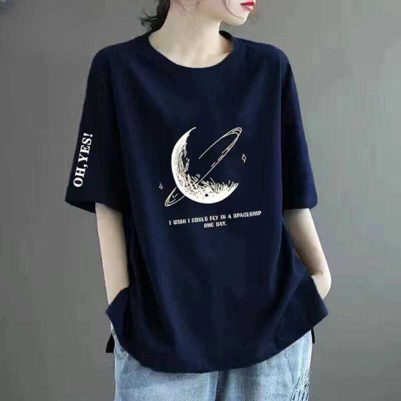 Clearance Sale Discount Short-Sleeve T-Shirt for Women, Fashionable, Trendy, Loose-Fitting, Slimming, Age-Reducing, Versatile Printed Top ins