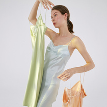Not JUST Pajama true silk sleeping dress woman mulberry silk hanging band dress pyjamas dress home short dress can be worn out