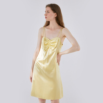 Not JUST Pajama true silk sleeping dress woman mulberry silk hanging band dress pyjamas dress home short dress can be worn out
