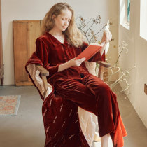 notjustpajama Christmas gift silk velvet pajamas women winter warm mulberry silk padded home clothes