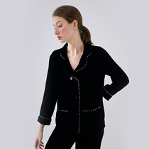 Not JUST Pajama true silk velvet pyjamas woman long sleeve warm mulberry silk thickened home clothes can be worn out