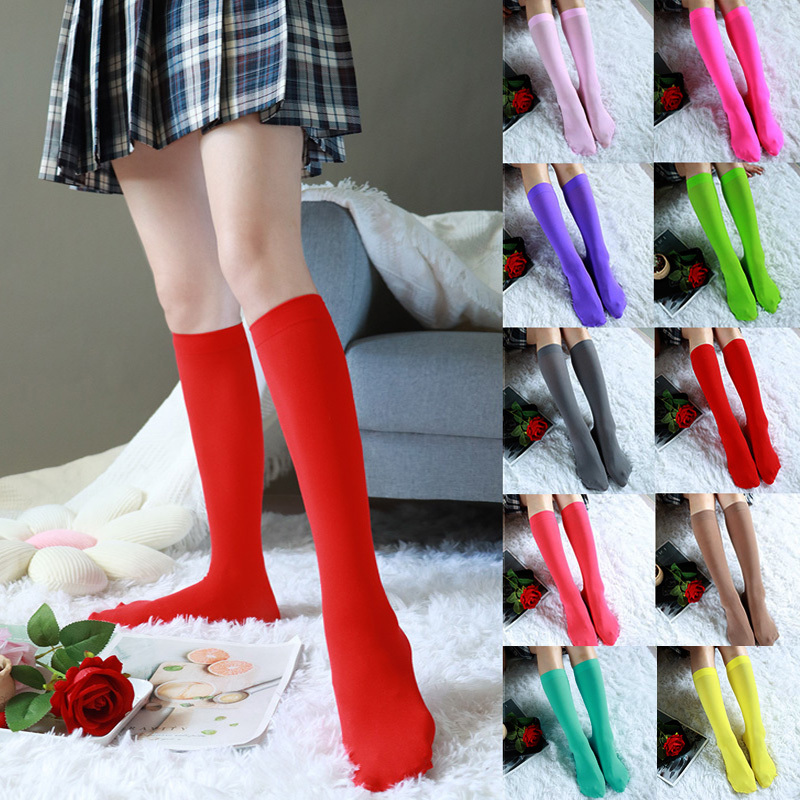Candy-Colored Velvet Stockings, Colorful High-Elasticity Over-The-Knee Mid-Calf Socks, Japanese-Style Medium-Thick Student Socks, Calf Socks