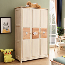 Full Solid Wood Children Suite Triple Door Wardrobe Bedroom Lockers Cartoon Boy Bedroom Closet Girl Princess House