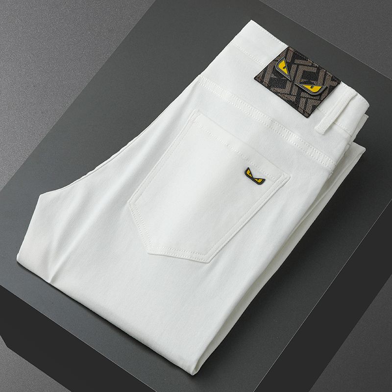 Italian High-End Three-Proof White Jeans for Men, Spring and Autumn Style, Slim Fit, Stretchy, Casual, Fashionable Long Pants Italian High-End Three-Proof White Jeans for Men, Spring and Autumn Style, Slim Fit, Stretchy, Casual, Fashionable Long Pants