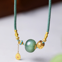 (Beboho Rain) Ice bottom pink and Tian Yubi jade necklace 18k gold jade quality fine