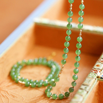 (Spring Garden Jepisode) Ming and bright bright green and Tian Yubi jade necklace 18k gold emerald both view the sensation