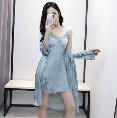 Counter silk pajamas female two-piece mulberry silk home clothing set suspender skirt nightgown