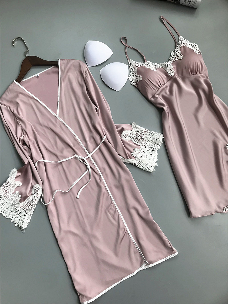 Real Silk Pyjamas Woman Summer Style Sauna Silk Home Suits Suit Silk Pendant With Skirt Sleeping Dress Pyjamas Two Sets With Chest Cushion