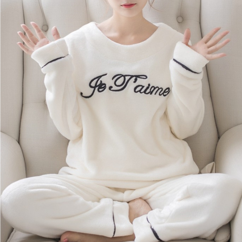 Coral Suede Pajamas Lady 2022 Autumn Winter New Gush Thickened Flannel Suede Jacket External Wear Suit