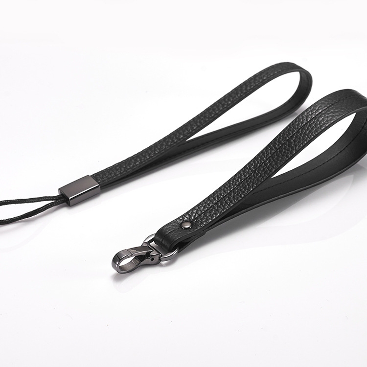 Black Lychee Pattern Accessories Genuine Leather Cowhide Men's and Women's Wallet Wrist Strap Hand Strap Accessories Handbag Strap