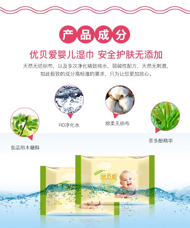 Youbei yêu em bé khăn lau tay đặc biệt 10 gói lớn khăn lau sơ sinh giấy bé túi nhỏ cầm tay mang theo - Khăn ướt khan giay