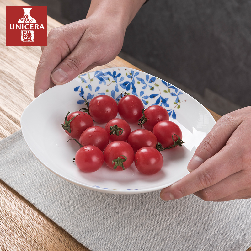 Misty rain, buds (7.5/8.5 of an inch square plate Japanese ceramic household creative ipads porcelain square plate of fruit food dish