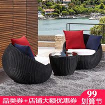 Balcony small table and chair combination Net red rattan chair three-piece set simple outdoor table and chair lazy balcony leisure table and chair courtyard