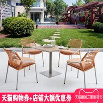 Nordic outdoor table and chair rattan Villa courtyard leisure furniture balcony rattan chair outdoor garden outdoor woven chair