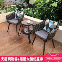 Outdoor rope balcony small table and chair rattan chair Net red outdoor Nordic table and chair combination chair simple coffee table leisure chair