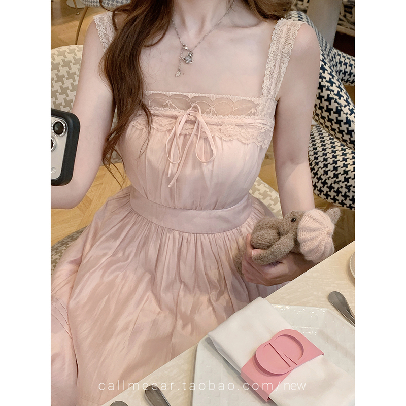 Callmeear//【Original Heartbeat Rhythm】Lyocell Tencel Camisole Dress Summer Pure Desire Waist-Cinching Dress Callmeear//【Original Heartbeat Rhythm】Lyocell Tencel Camisole Dress Summer Pure Desire Waist-Cinching Dress