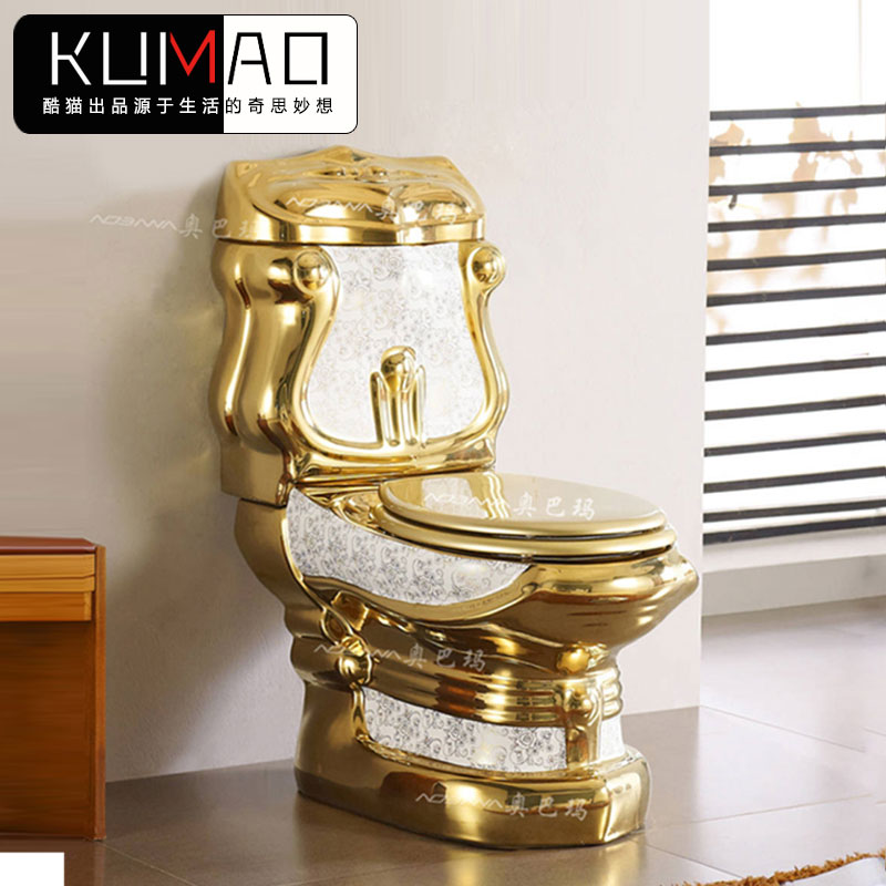 European court golden toilet Retro hotel color toilet relief two-piece toilet Color gold creative toilet