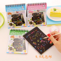 Creative cartoon mini scratch-off color boy girl DIY coil graffiti book with pen blank sketch A style