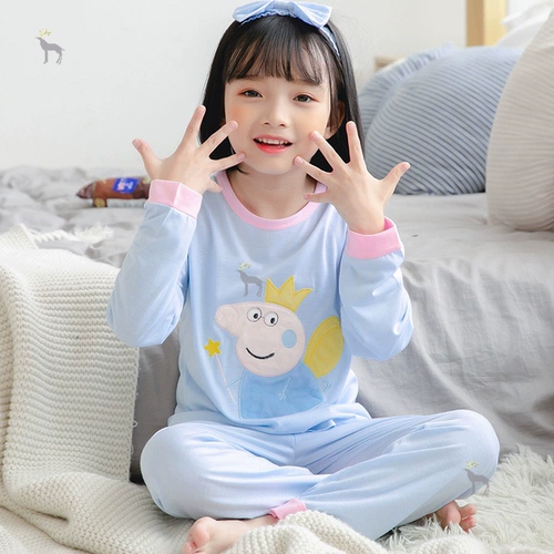 Детская пижама, хлопковый летний весенний тонкий лонгслив для принцессы, детский комплект, подходит для подростков