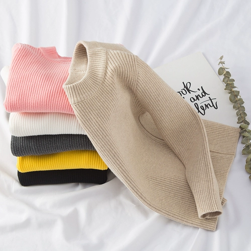 Хлопковый детский трикотажный приятный телу свитер подходит для мужчин и женщин для раннего возраста, круглый воротник