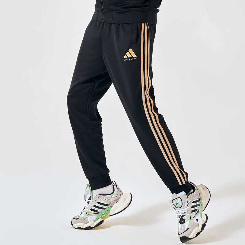 Adidas Men's Sports Spring/Summer New Casual Running Black and Gold Jogger Pants Breathable Tapered Pants Embroidered Authentic Adidas Men's Sports Spring/Summer New Casual Running Black and Gold Jogger Pants Breathable Tapered Pants Embroidered Authentic