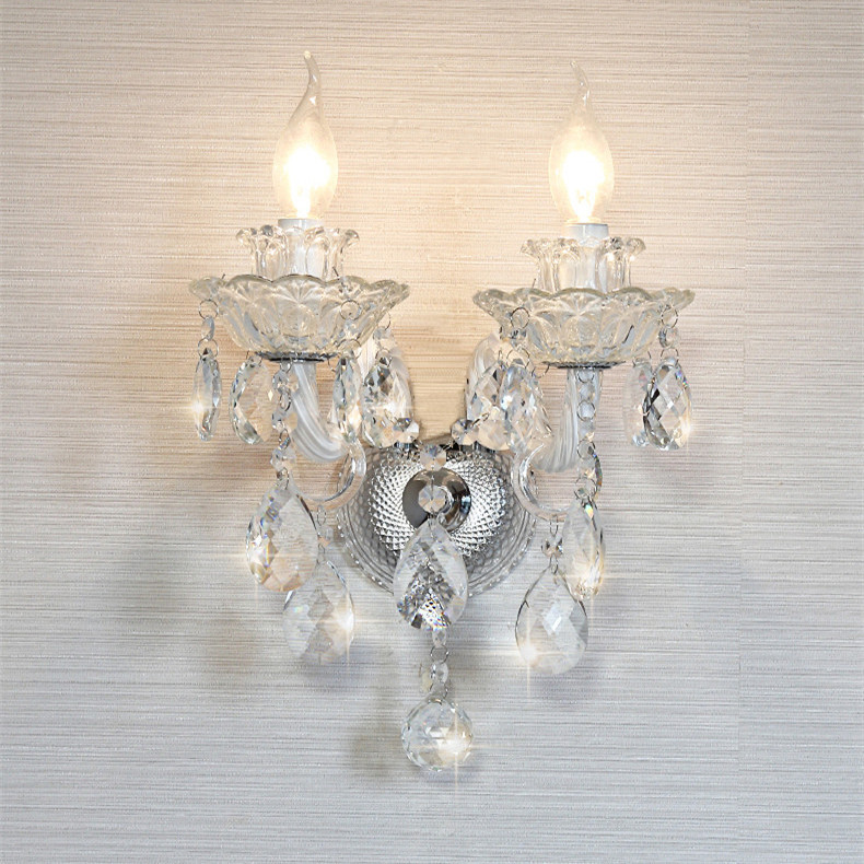 French-Style European Bedroom Bedside Crystal Wall Lamp, Luxury Villa Living Room Background Wall, High-End Crystal Wall Lamp French-Style European Bedroom Bedside Crystal Wall Lamp, Luxury Villa Living Room Background Wall, High-End Crystal Wall Lamp