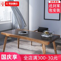 New Chinese style all solid wood desk home students learn to write calligraphy table log study color flat plate table