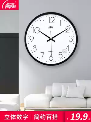 Kangba watch wall clock Living room round Nordic creative clock wall clock Simple modern silent electronic quartz clock