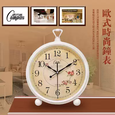 Kangba Silk European-style silent table clock Pastoral living room clock Retro bed clock Bedroom creative desk Quartz clock