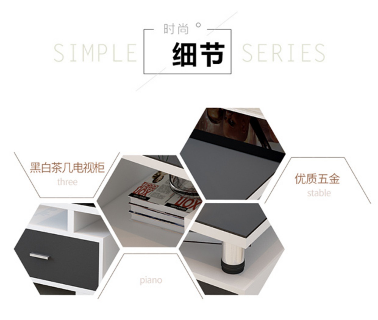 Bàn cà phê hiện đại đơn giản kết hợp tủ TV nội thất phòng khách kích thước lớn Bàn cà phê kính thời trang - Bộ đồ nội thất ghế sofa thông minh