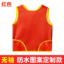 Kindergarten sleeveless baby hood clothes children apron custom logo waterproof and anti-dirty for dinner pocket Dining Hood