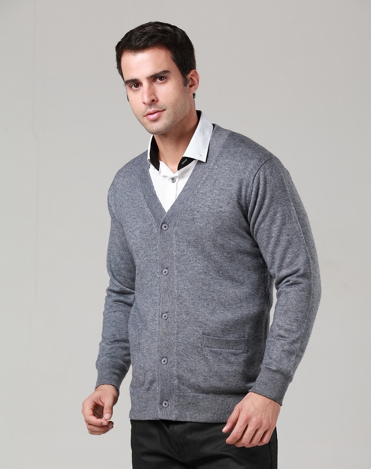 Mùa đông dày trung niên ấm áo len cardigan cashmere áo len mở cha nam áo khoác cộng với phân bón XL